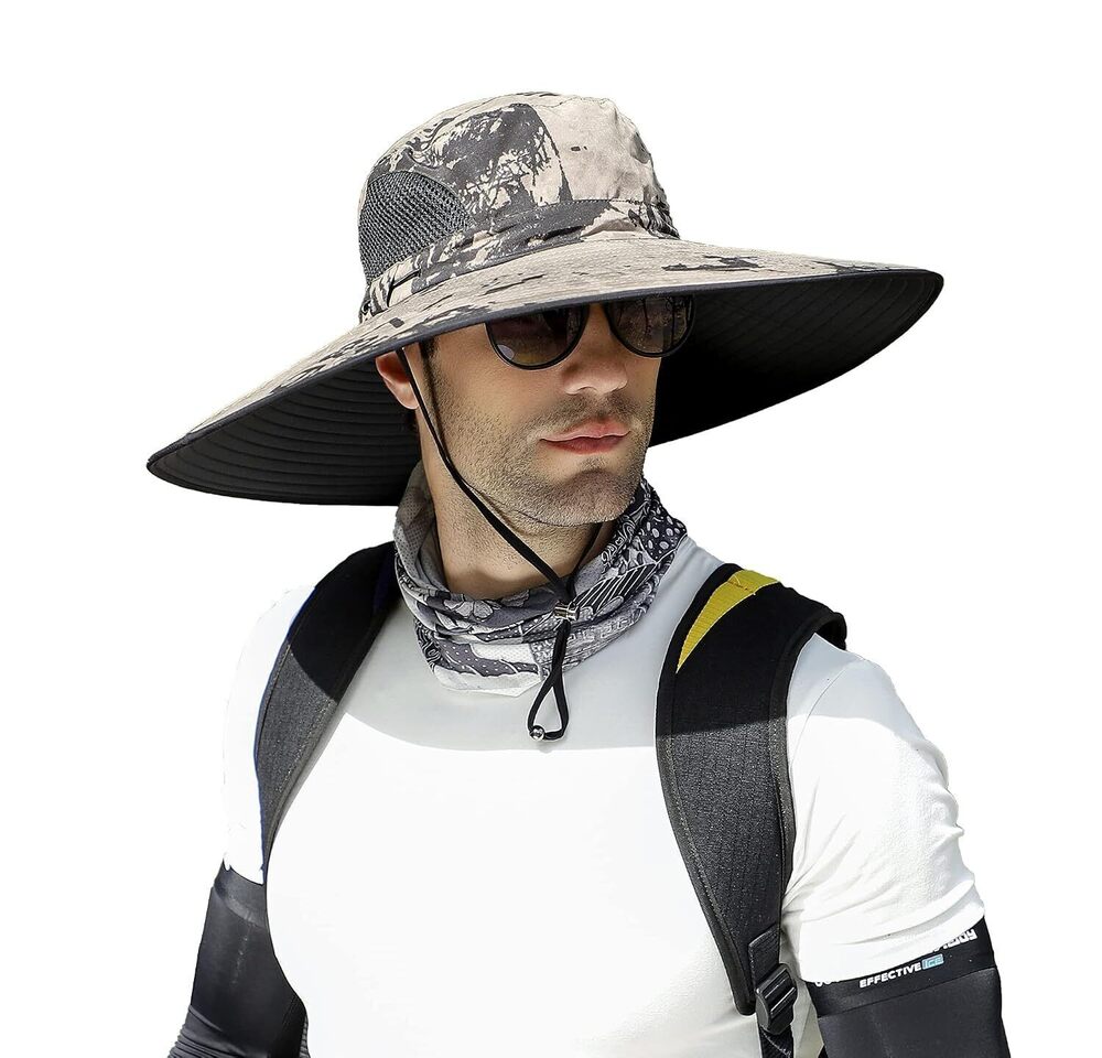 Wide Brim Bucket Hat Men UPF50+ Waterproof